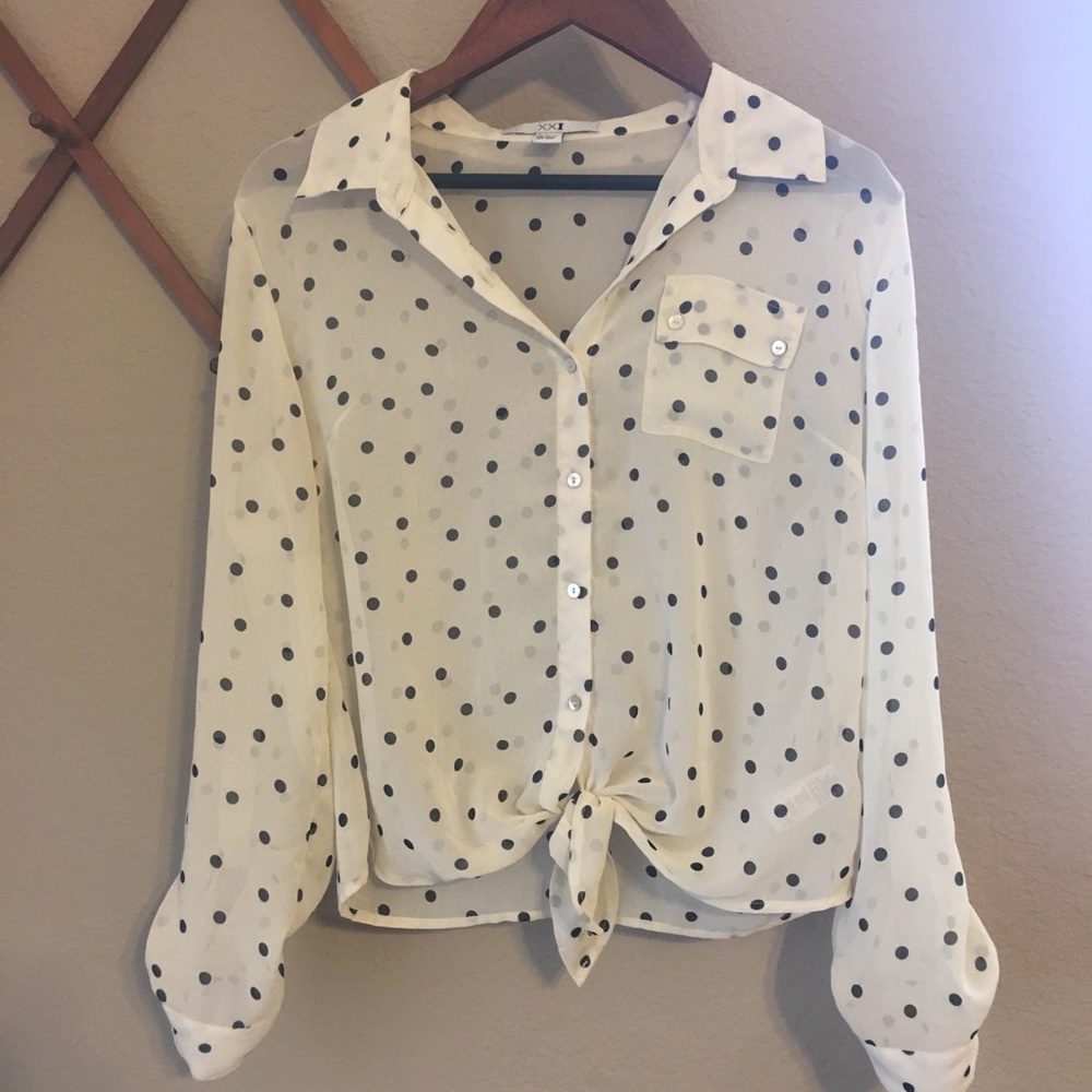 Women’s Forever 21 Sheer Polka Dot Blouse